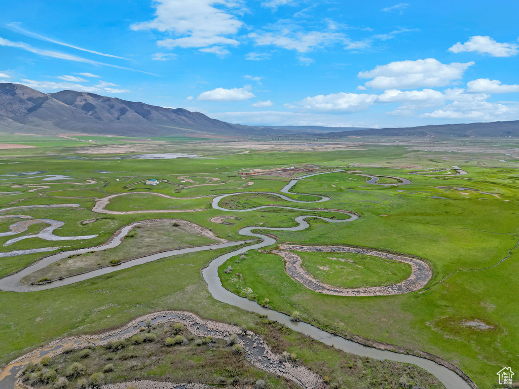 Aerial view of a mountainous background