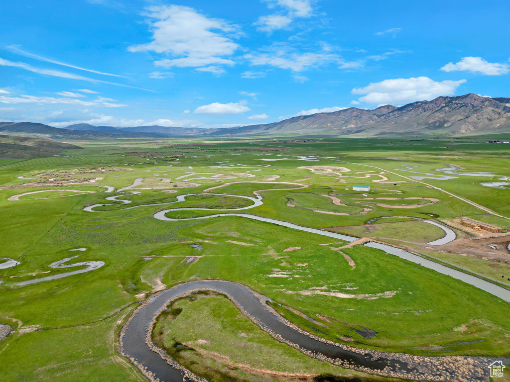 Drone / aerial view of a mountain backdrop