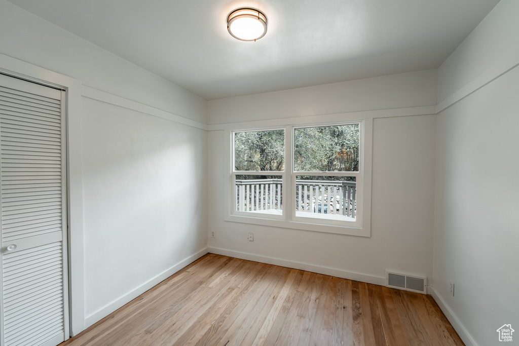 Interior space featuring light hardwood / wood-style floors and a closet