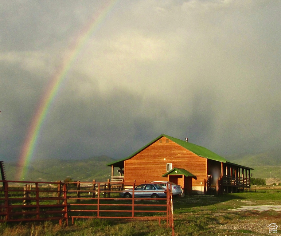 View of horse barn