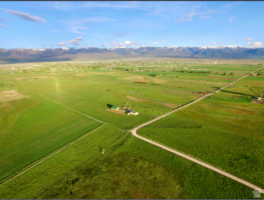 Aerial view with a rural view and a mountain view