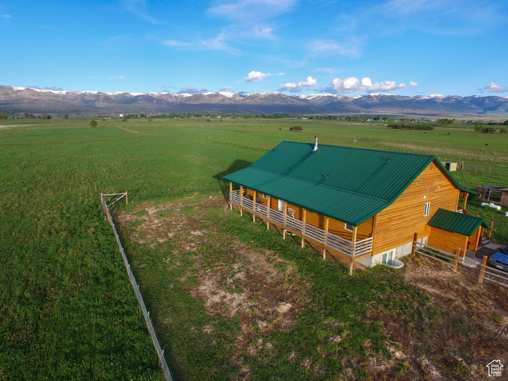 Aerial view with a mountain view and a rural view