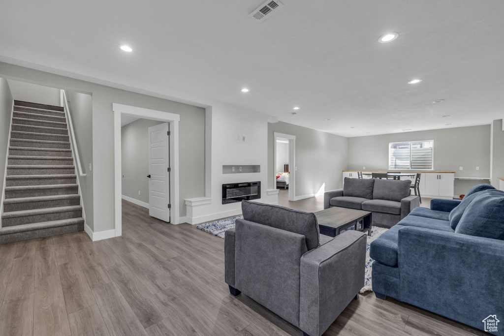 Living room featuring light hardwood / wood-style flooring