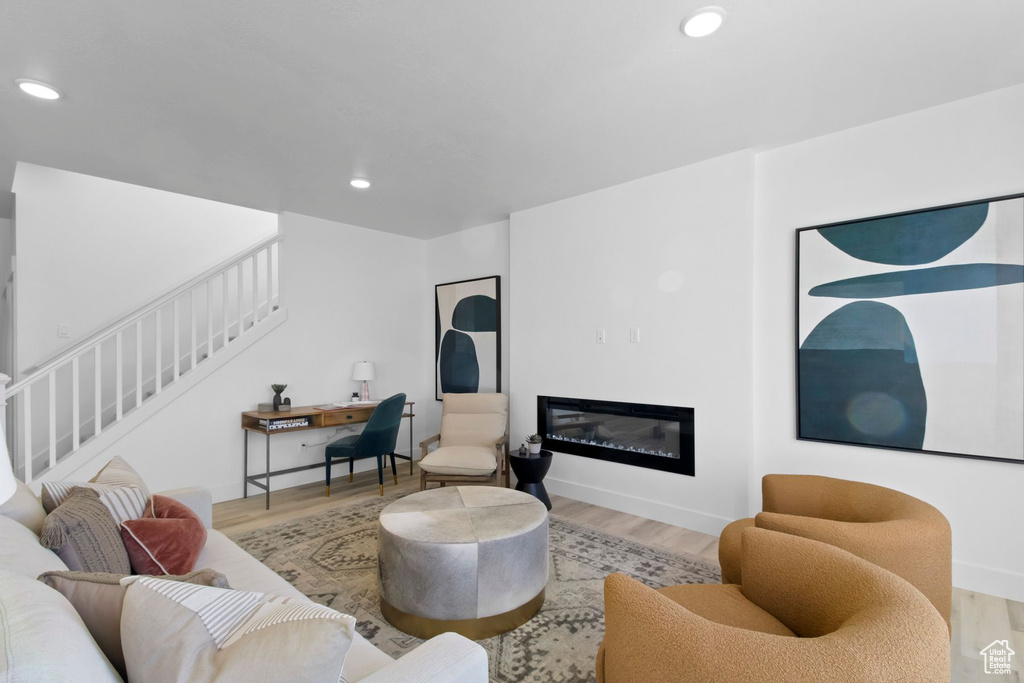 Living room featuring light hardwood / wood-style flooring