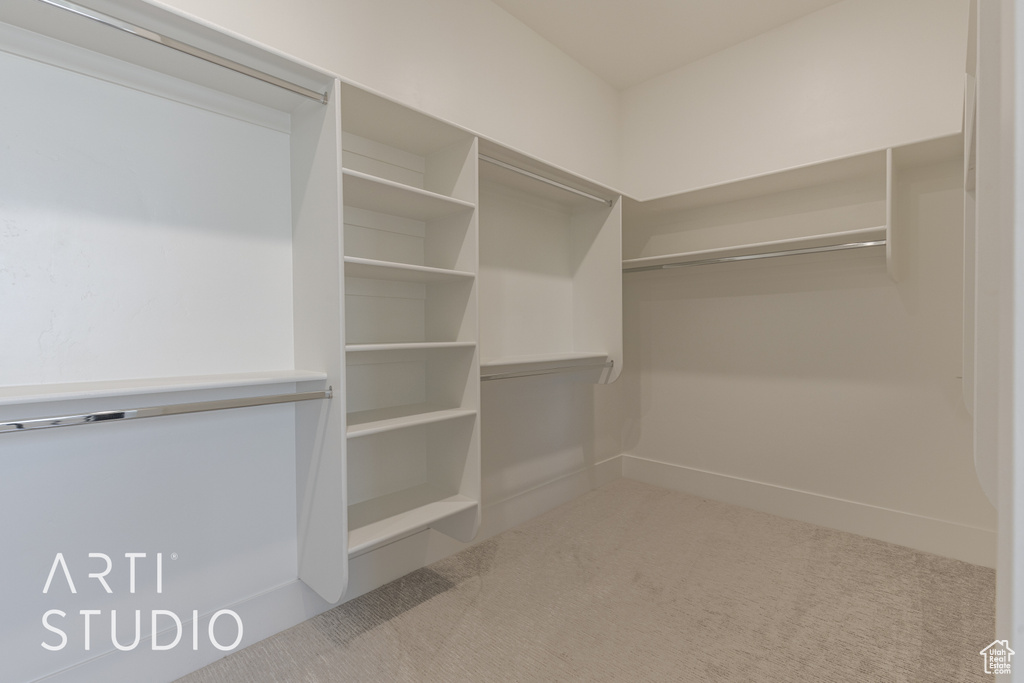 Walk in closet featuring carpet