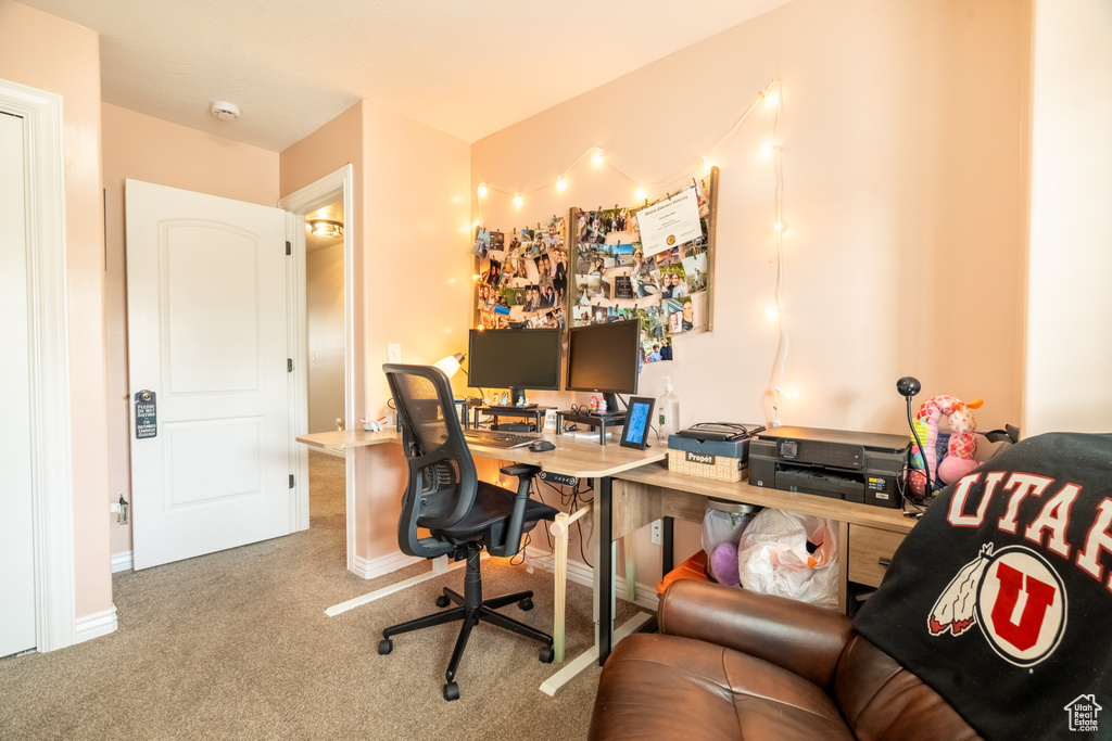 Office space featuring baseboards and carpet