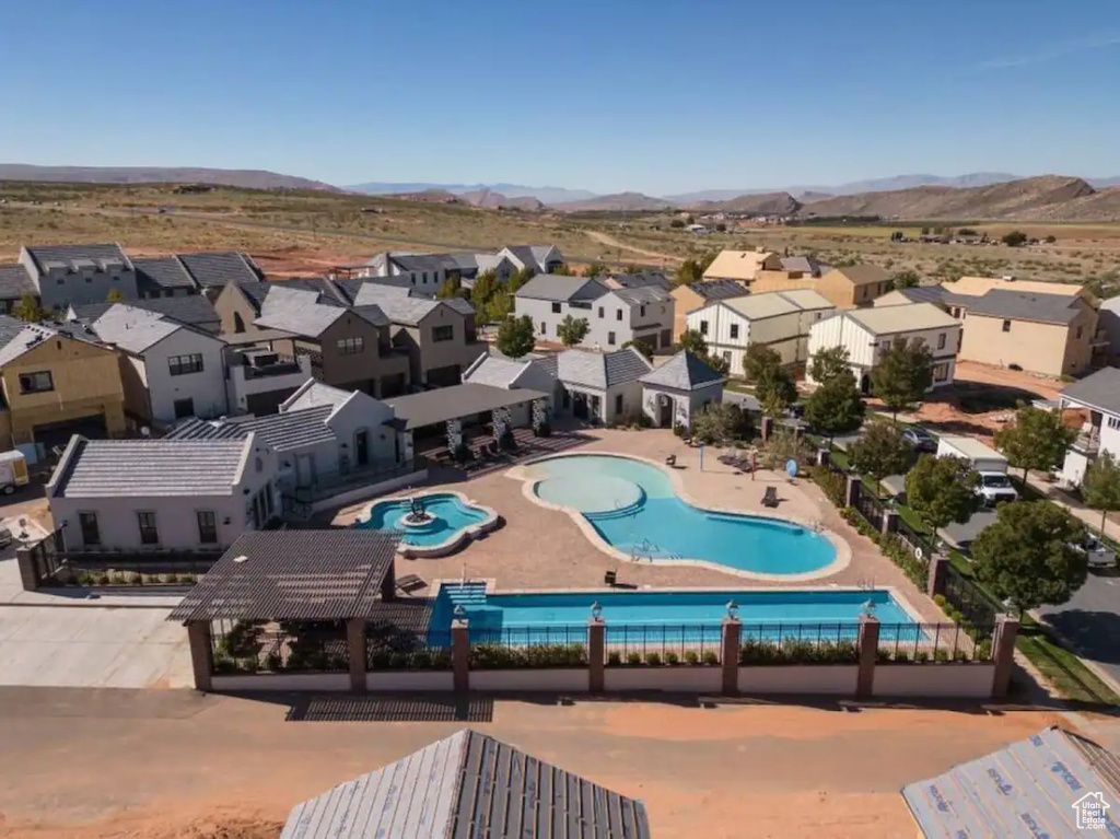 Drone / aerial view with a mountain view