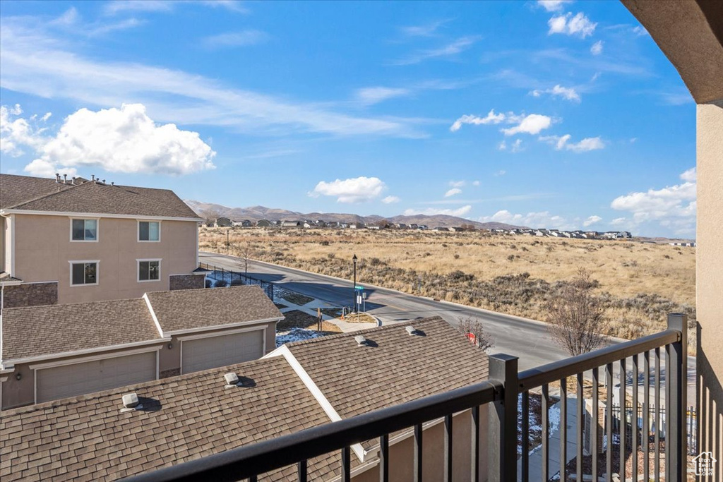 Balcony with a mountain view