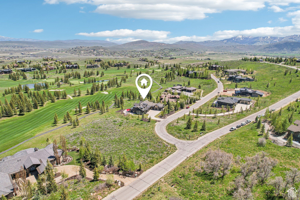 Drone / aerial view of a mountainous background