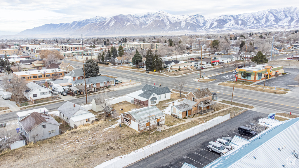 Drone / aerial view with a mountain view