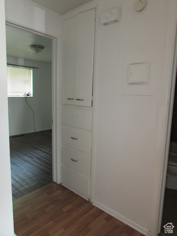 Hallway featuring dark hardwood / wood-style floors