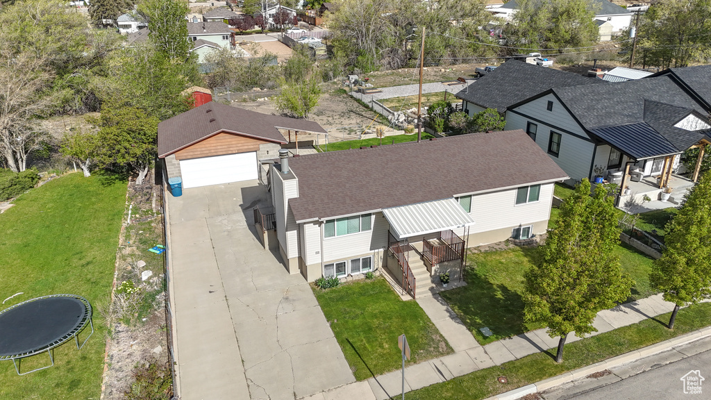 Aerial perspective of suburban area