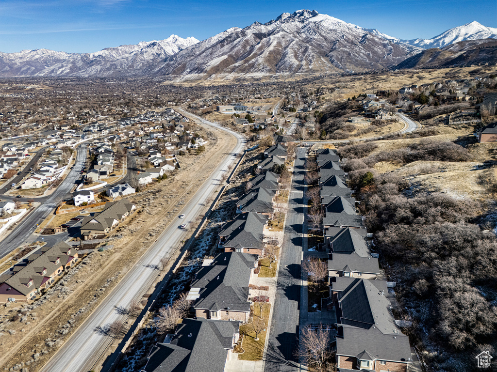 Aerial view featuring a mountain view