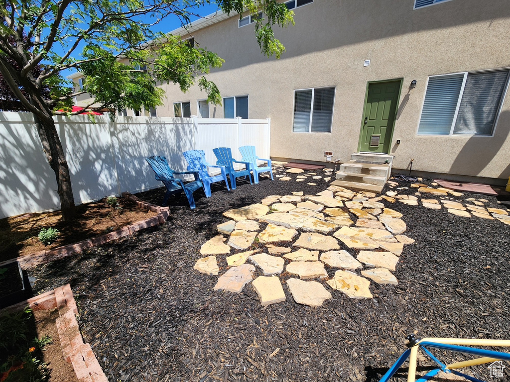 View of patio with entry steps