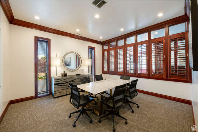 Office featuring crown molding