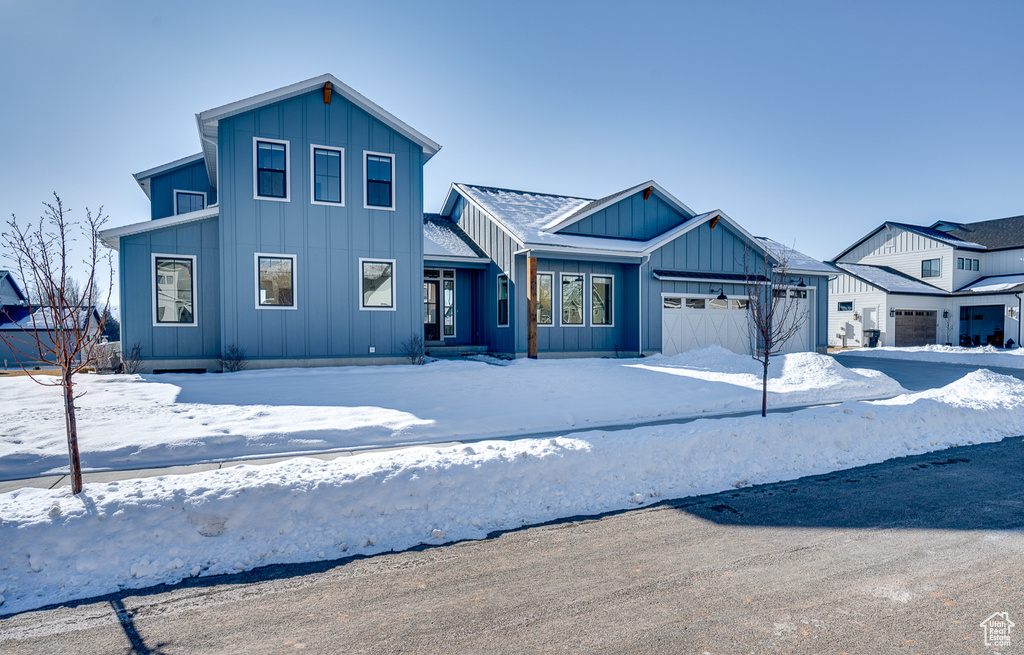 Modern farmhouse with a garage
