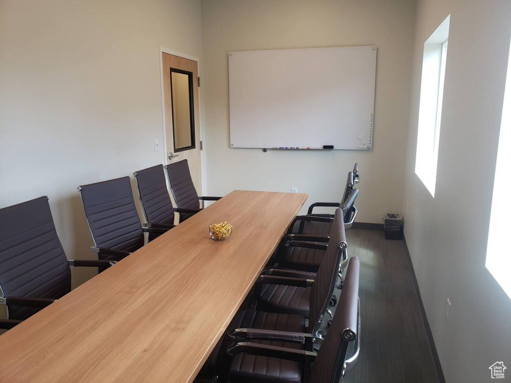 Office featuring dark hardwood / wood-style flooring