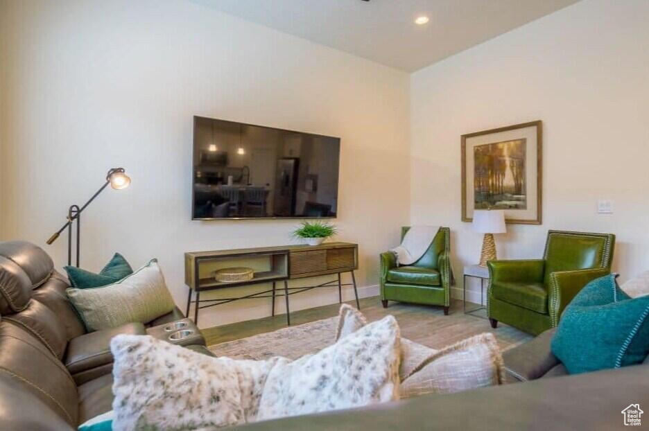 Living room featuring wood-type flooring