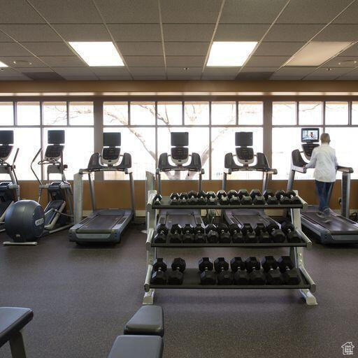 Gym with a drop ceiling