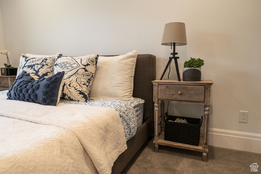 Bedroom with carpet flooring