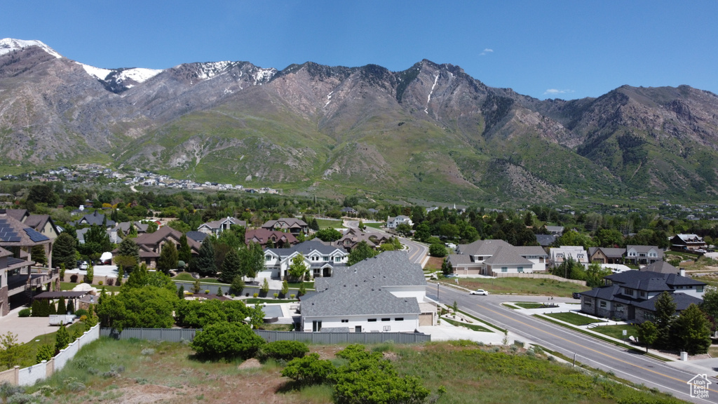 View of mountain background with nearby suburban area