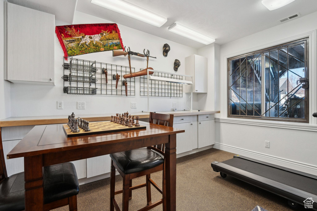 Kitchen with white cabinets