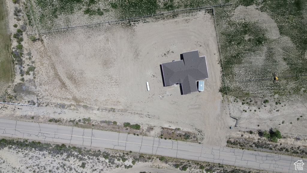 View from above of property featuring a desert landscape