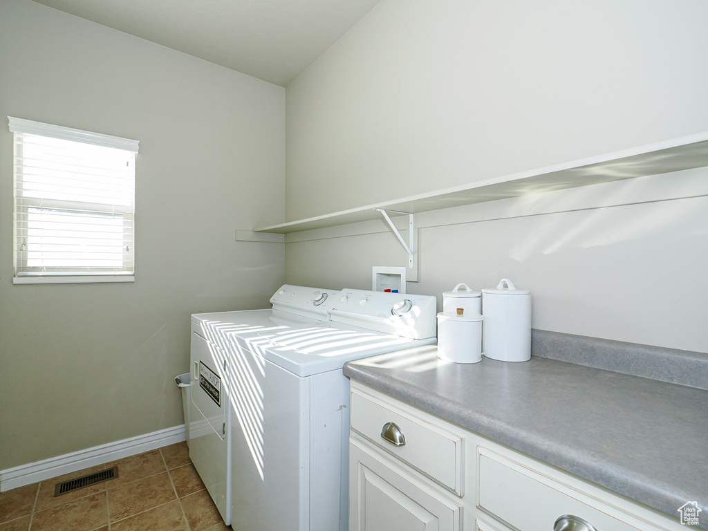 Laundry room with cabinets and washing machine and dryer