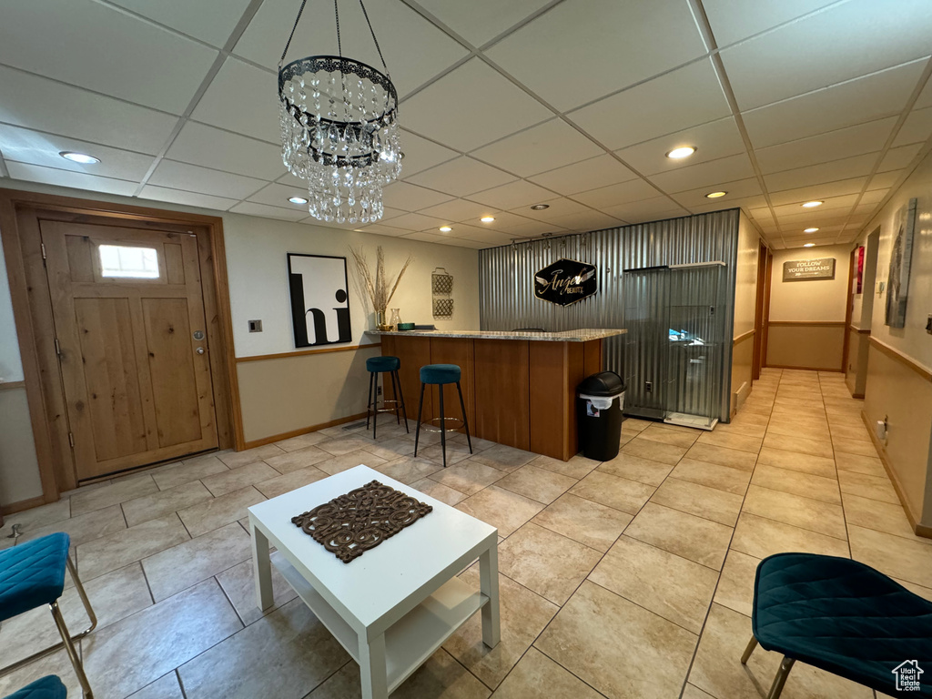 Bar with a drop ceiling