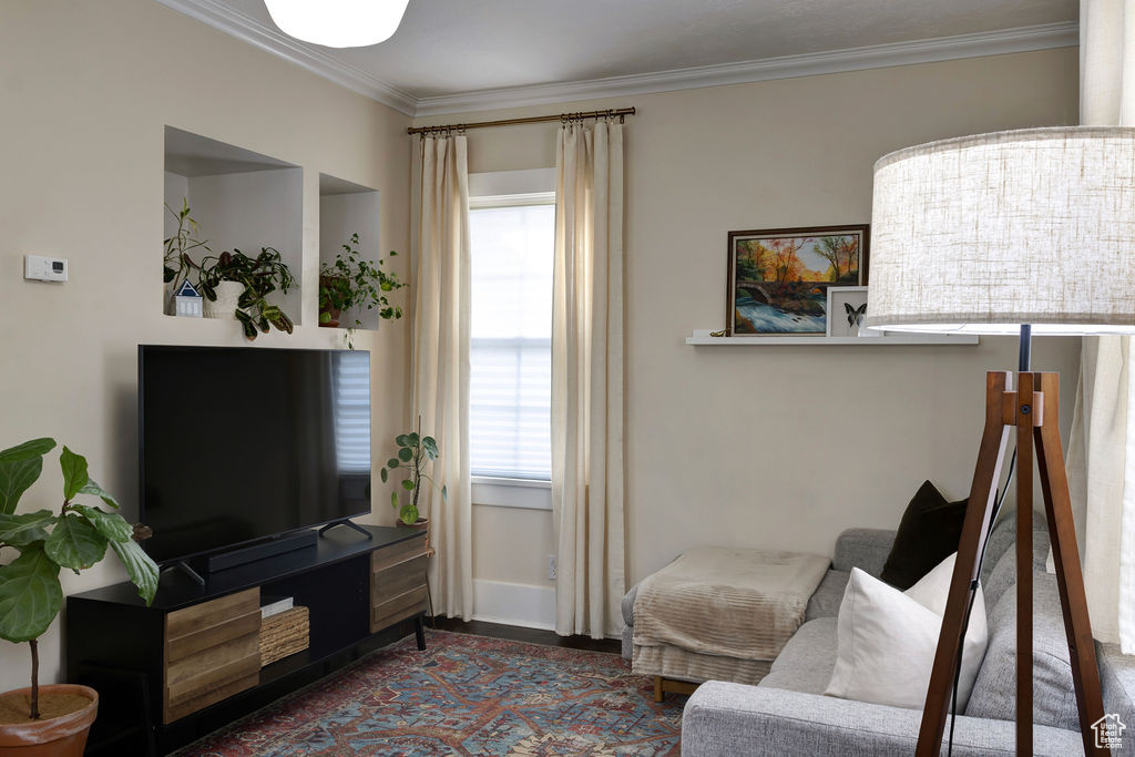 Interior space with crown molding