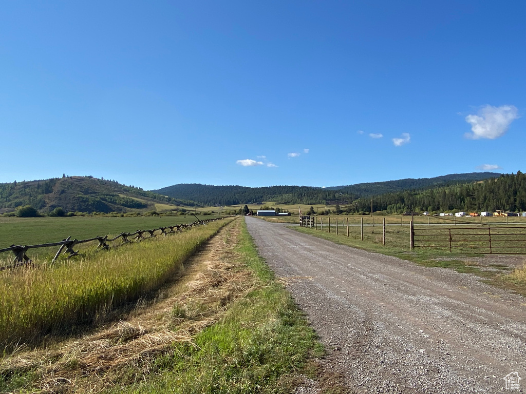 View of street featuring a mountain view and a rural view