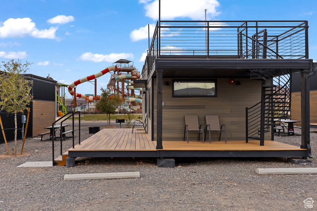 View of dock featuring a deck