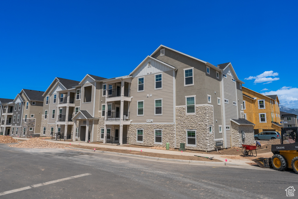 View of building exterior featuring a residential view