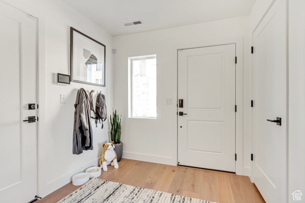 Mudroom featuring light hardwood / wood-style floors