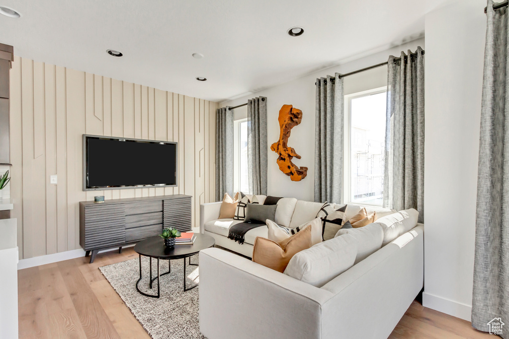 Living room featuring light hardwood / wood-style flooring