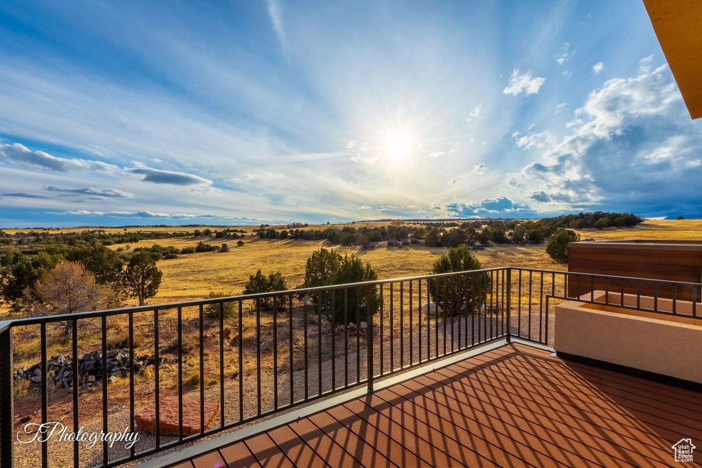 Balcony with a rural view