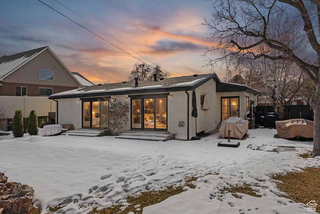 View of snow covered house