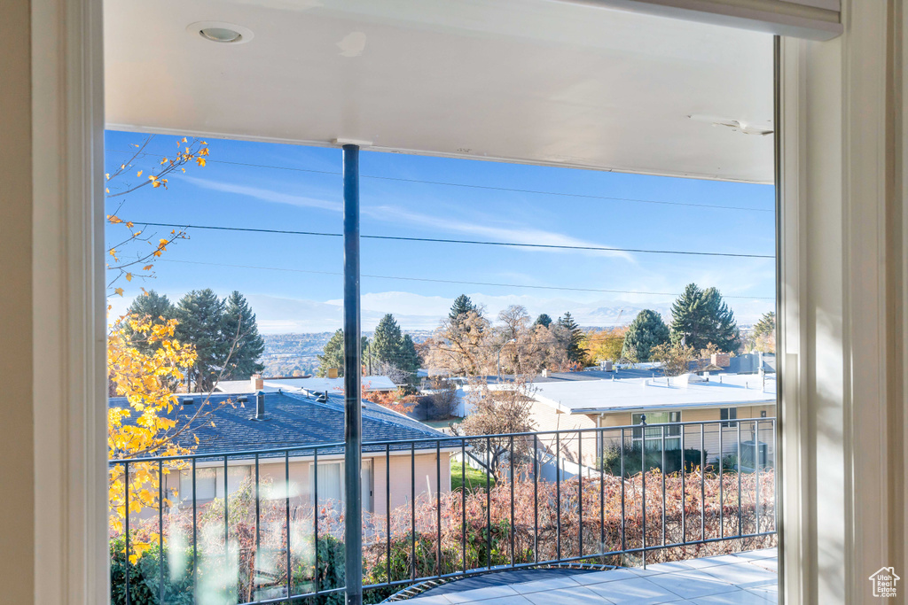 Balcony with a mountain view