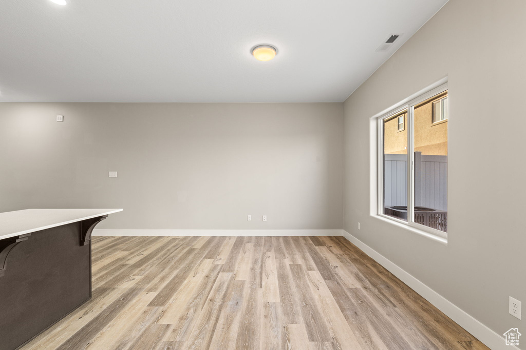 Interior space with light hardwood / wood-style floors