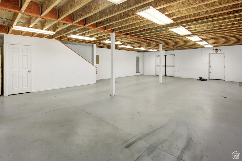 Basement with electric panel