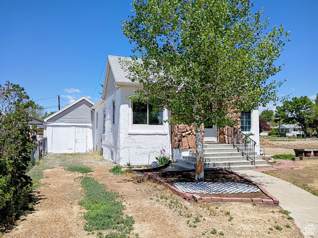 Obstructed view of property with fence