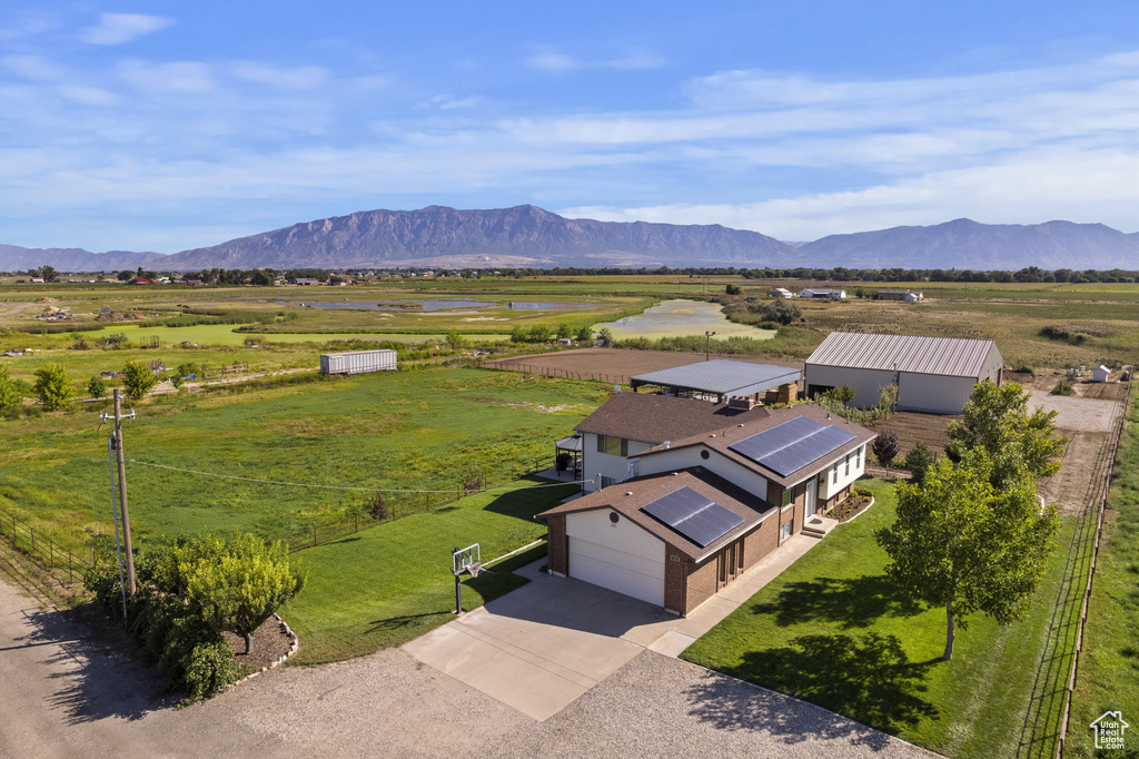 Bird's eye view with a mountain view and a rural view