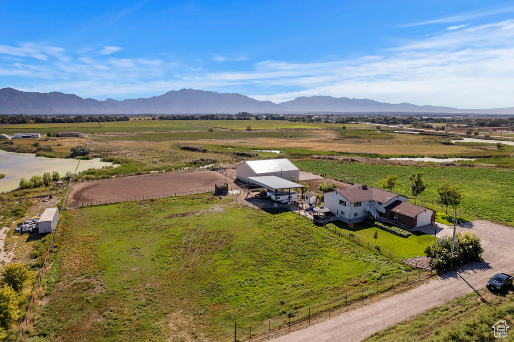 Aerial view with a mountain view and a rural view