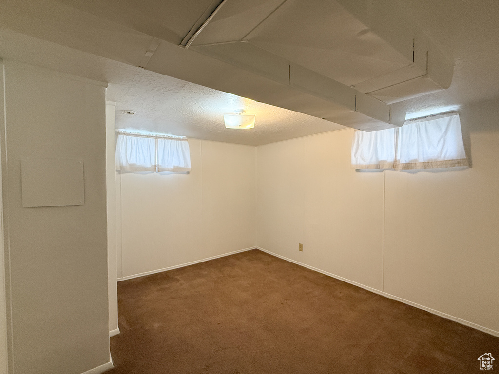 Below grade area with baseboards and carpet floors
