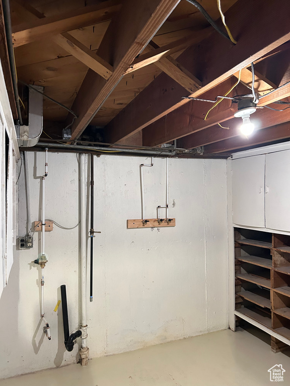 View of unfinished basement