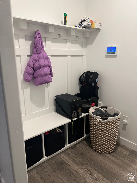 Mudroom featuring dark hardwood / wood-style floors