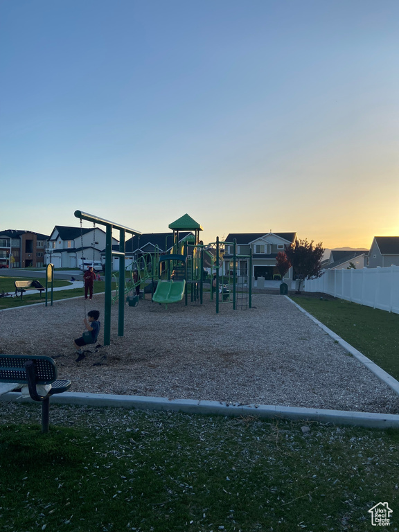 Community playground with fence