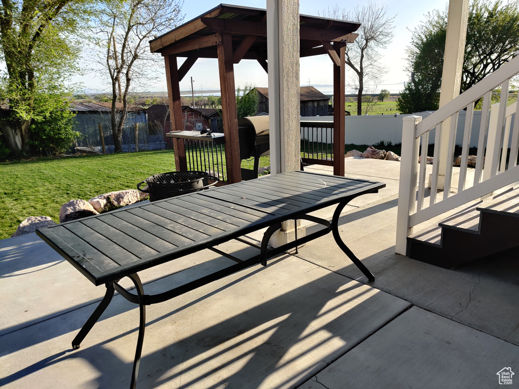 View of patio featuring outdoor dining area