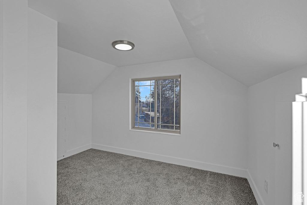 Bonus room with carpet and lofted ceiling