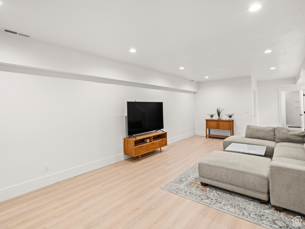 Living room featuring light wood-type flooring